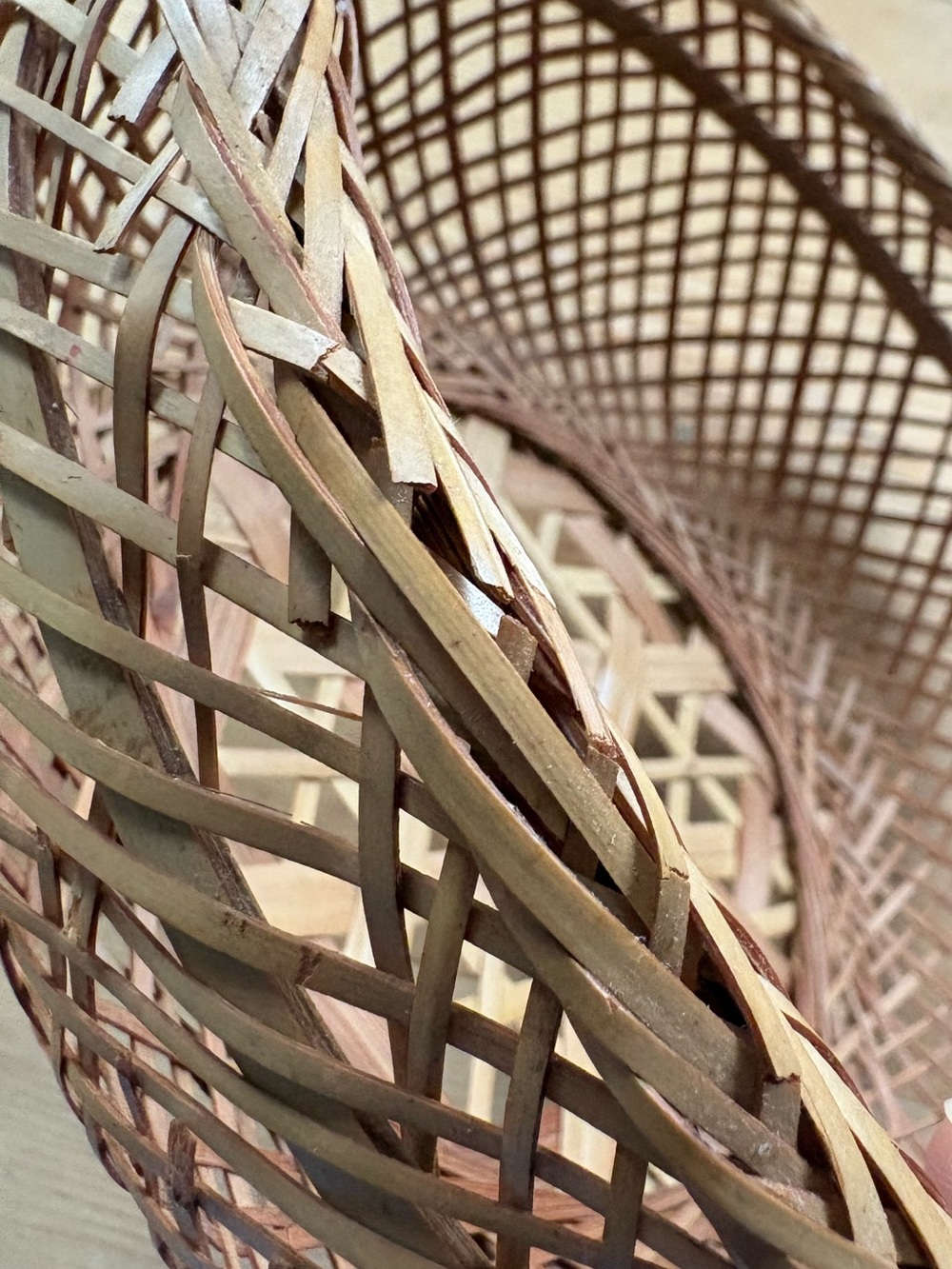 Vintage Reed and Rattan Round Basket - Picture 7 of 8